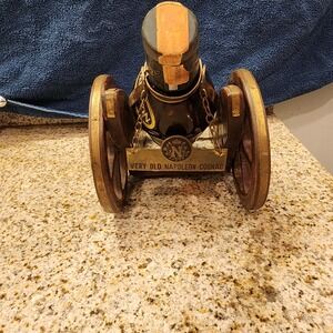 Vintage Heublein Brass Monkey Bottle in Wooden Cannon Carriage‎ Napoleon Cognac